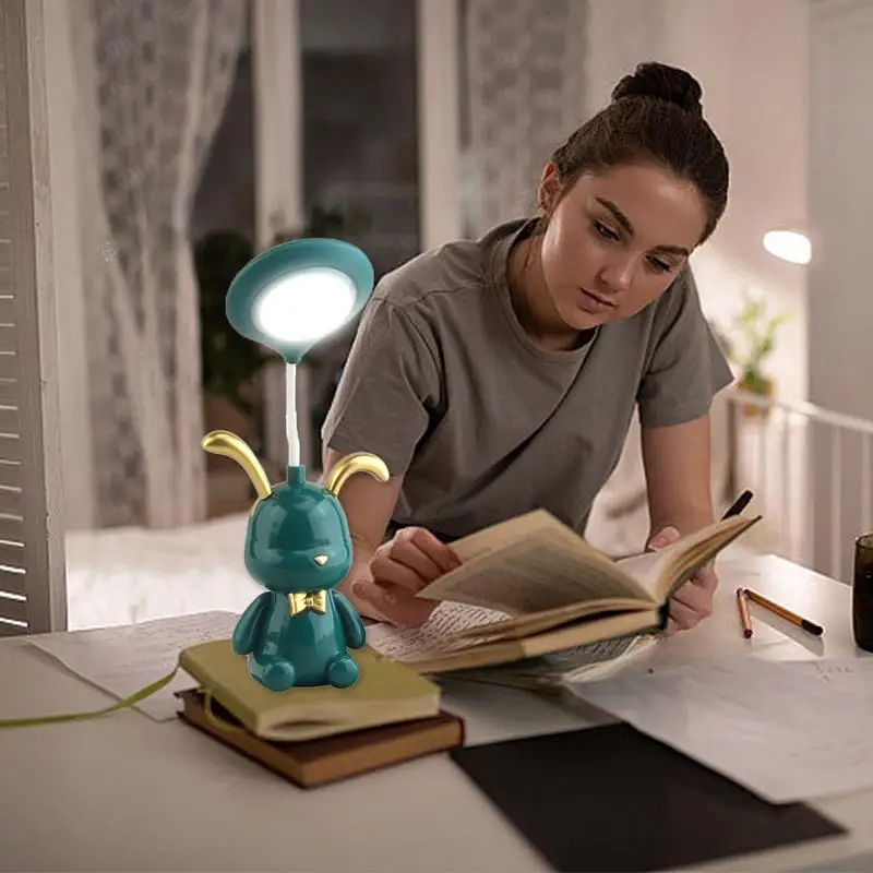Cartoon Reading Lamp USB Rabbit Lamps For Home Decor LED Eye Caring Flexible Gooseneck Night Light For Bedroom Bedside