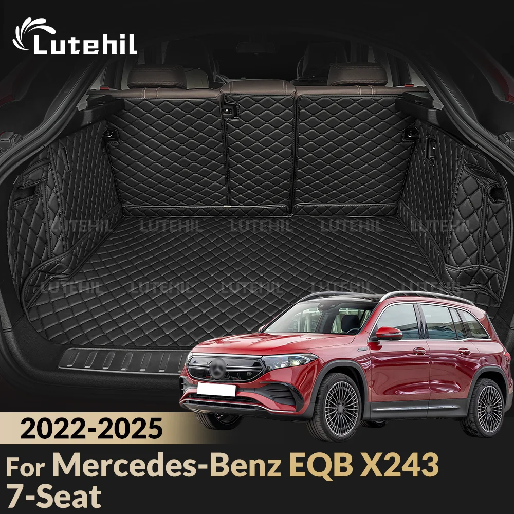 Kofferraummatte für Mercedes Benz EQB X243 7-Sitzer 2022-2025 24 Kofferraumteppich mit Rückenlehnen-Schutz Kofferraummatten Zubehör