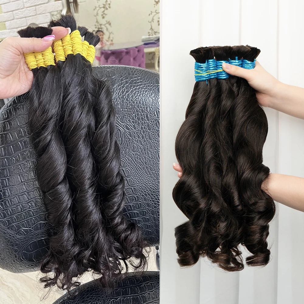 Bulk Human Hair Deep Wave Bulk For Braiding Brazilian Remy Hair Weaving 100% Unprocessed No Weft Human Hair Extensions 100g/pc