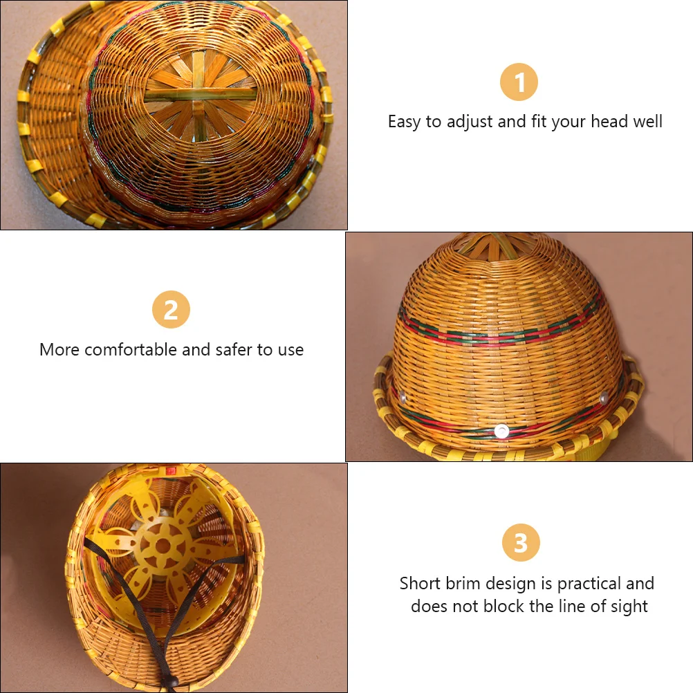 

Bamboo Woven Hard Hat Short Brim Safety Construction Protective Caps Comfortable Workers Protective Caps