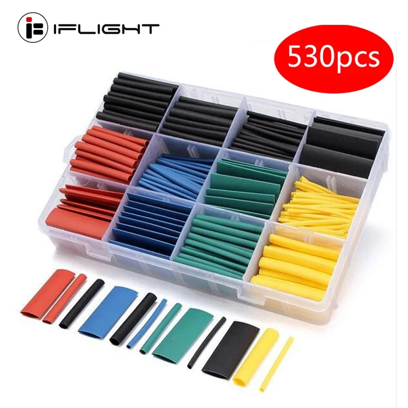 530pcs Shrink Tubing 2: 1 Polyolefin Sleeve Thermal Tube Multi Color Insulation Shrink Tubing Wrap Wire Cable Kit