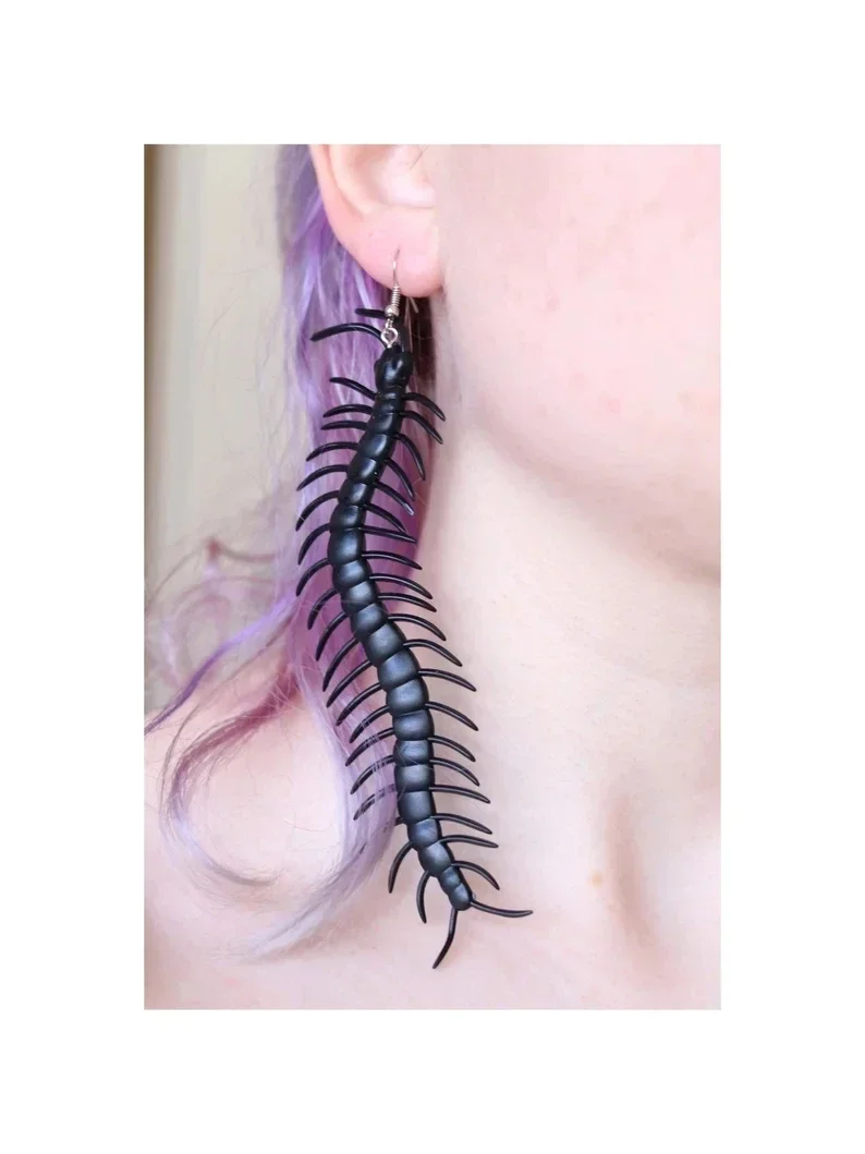 Creepy Halloween Earrings Alternative Centipede Goth Earrings Cool Earrings Bug Jewelry Quirky Earring Gift