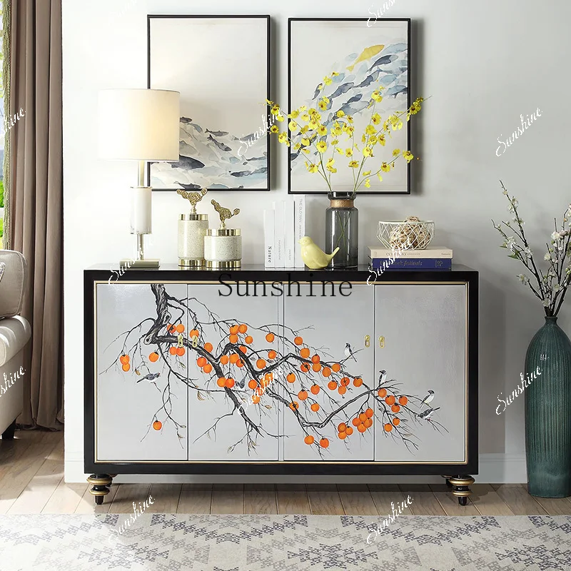 French simple painted persimmon household wall storage foyer  FT