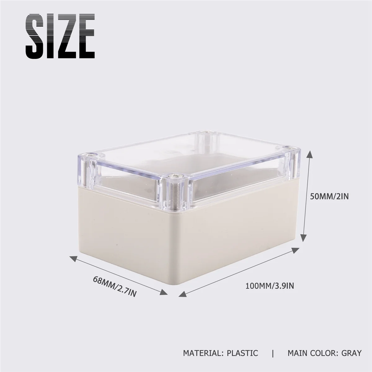 Caja de conexiones de proyectos electrónicos de plástico, cubierta transparente, 100x68x50mm