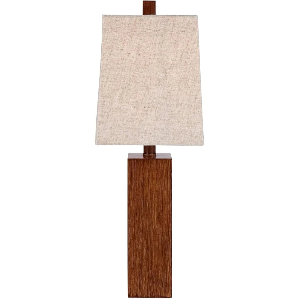 مجموعة مصابيح طاولة مميزة مكونة من قطعتين، تصميم عصري مستطيل، غطاء قماش بني تان، 23 طويلًا، خشب صناعي، مناسب لغرفة النوم L