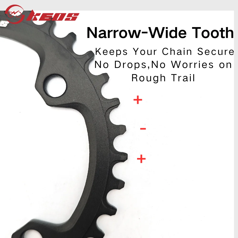 KEOS 104BCD NarrowWide Silver Single Chainring 32-38T for Mountain Bike 7-12 Speed Compatible with M370 M590 M610 M615 IXF Crank view 3