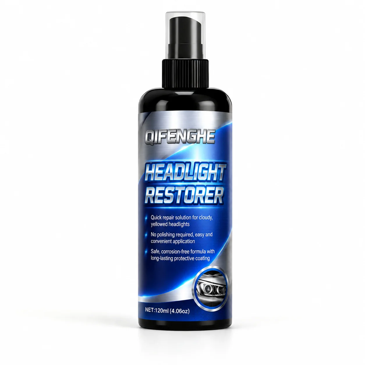 QIFENGHE Automotive Headlight Restoration Spray, Easy DIY Application, Restores Foggy Dull Headlights Without Heavy Polishing To