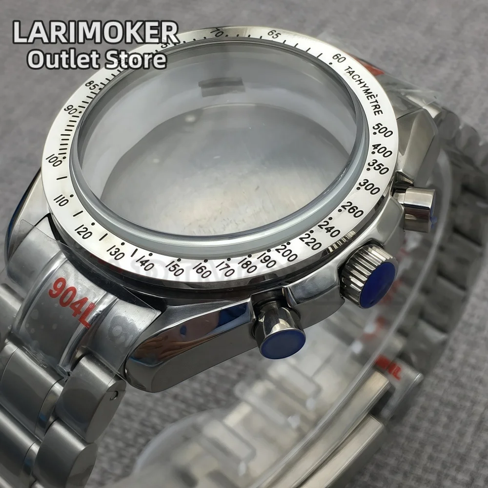 LARIMOKER Watch Case 40MM Stainless Steel Coated Glass Solid Case for VK63 VK64 Quartz Movement Waterproof