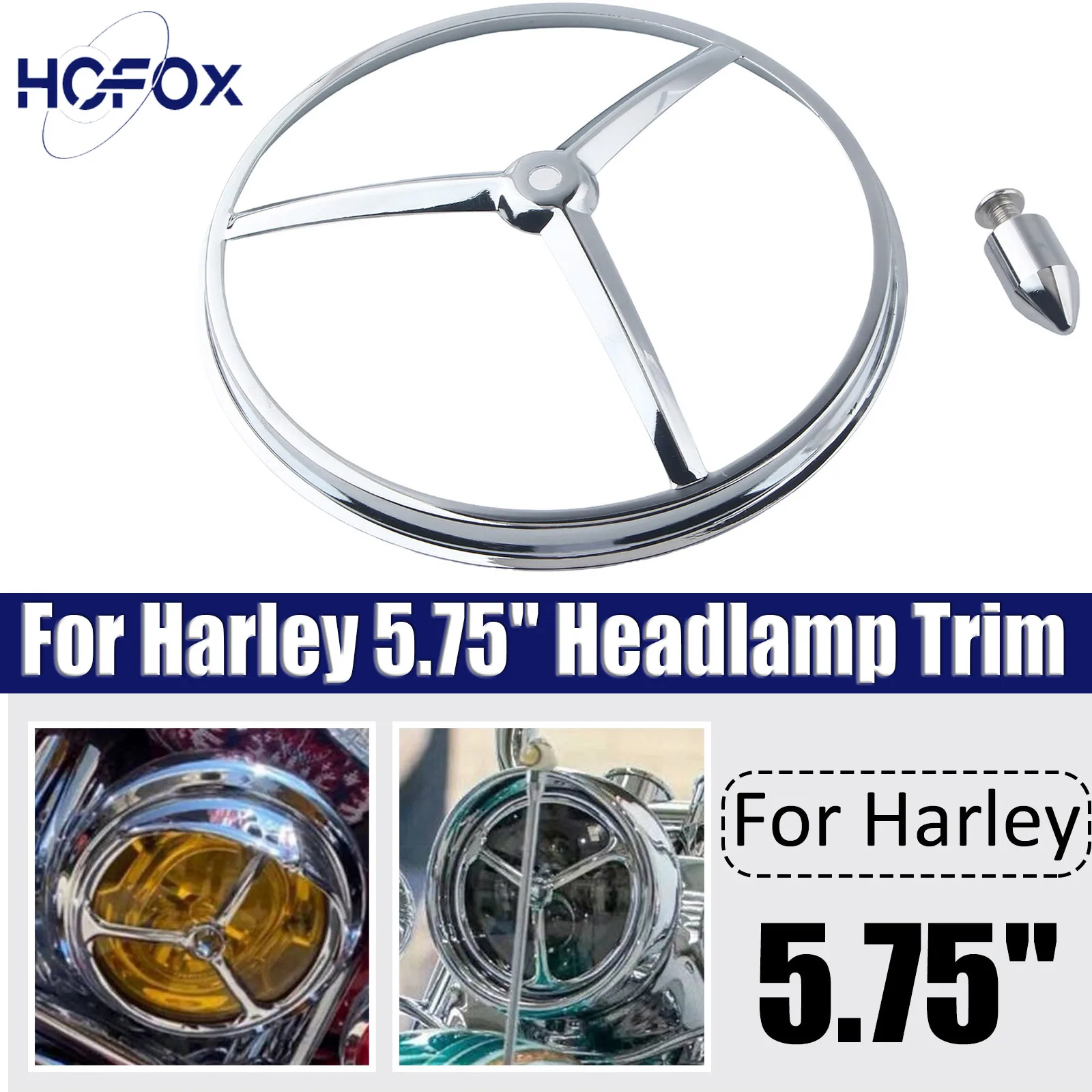 For Harley 5.75'' Headlamp Trim Bar Bullet Headlight Trim Rim Cover Accesorios Moto