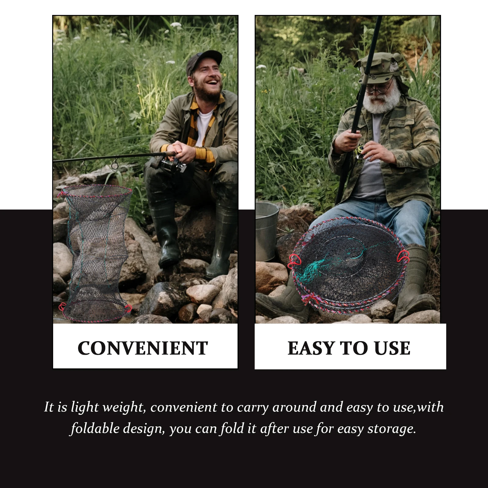 

Crab Fishing Net Foldable Nets Collapsible Folding Portable Basket