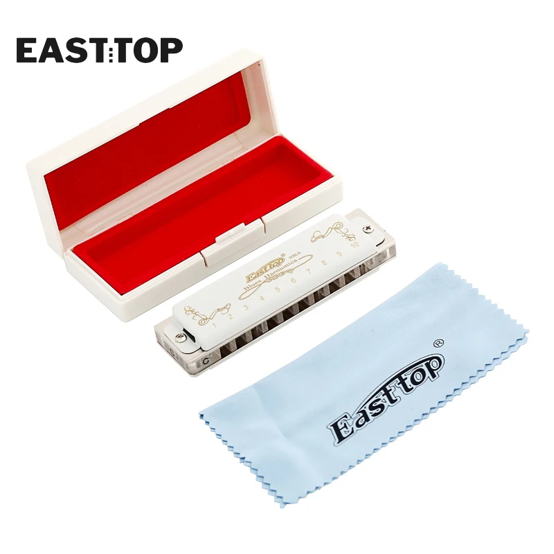 EASTTOP T008LS 10 Hole 20 Tone Diatonic Harmonica Transparent Comb With White Cover Professional Musical Instruments images - 6