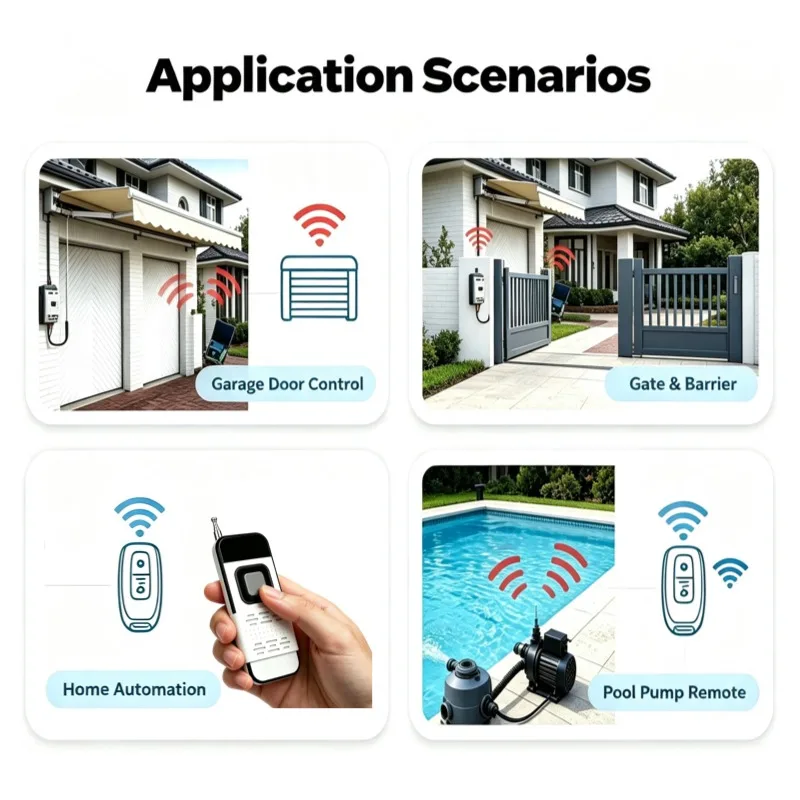 DC 12V 24V RF 433 Remote Control Switch Relay 1Channels Multifunction Receiver Module Garage Door Curtain Motor Light Control