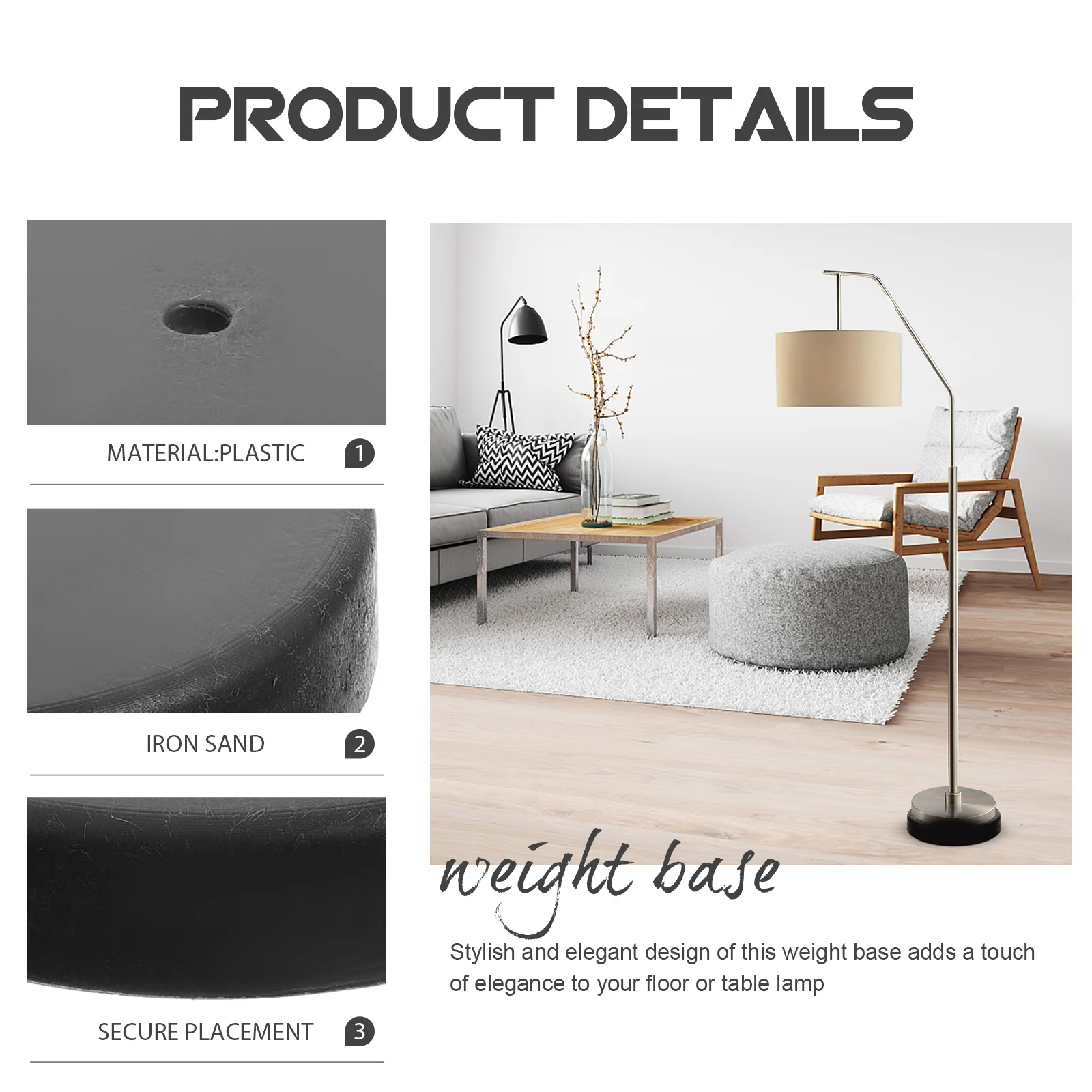 

Modern Style Iron Round Lamp Base Weight for Desk Floor Lamp Stand DIY Display Light Accessory Home Decor Weight for Nightstand