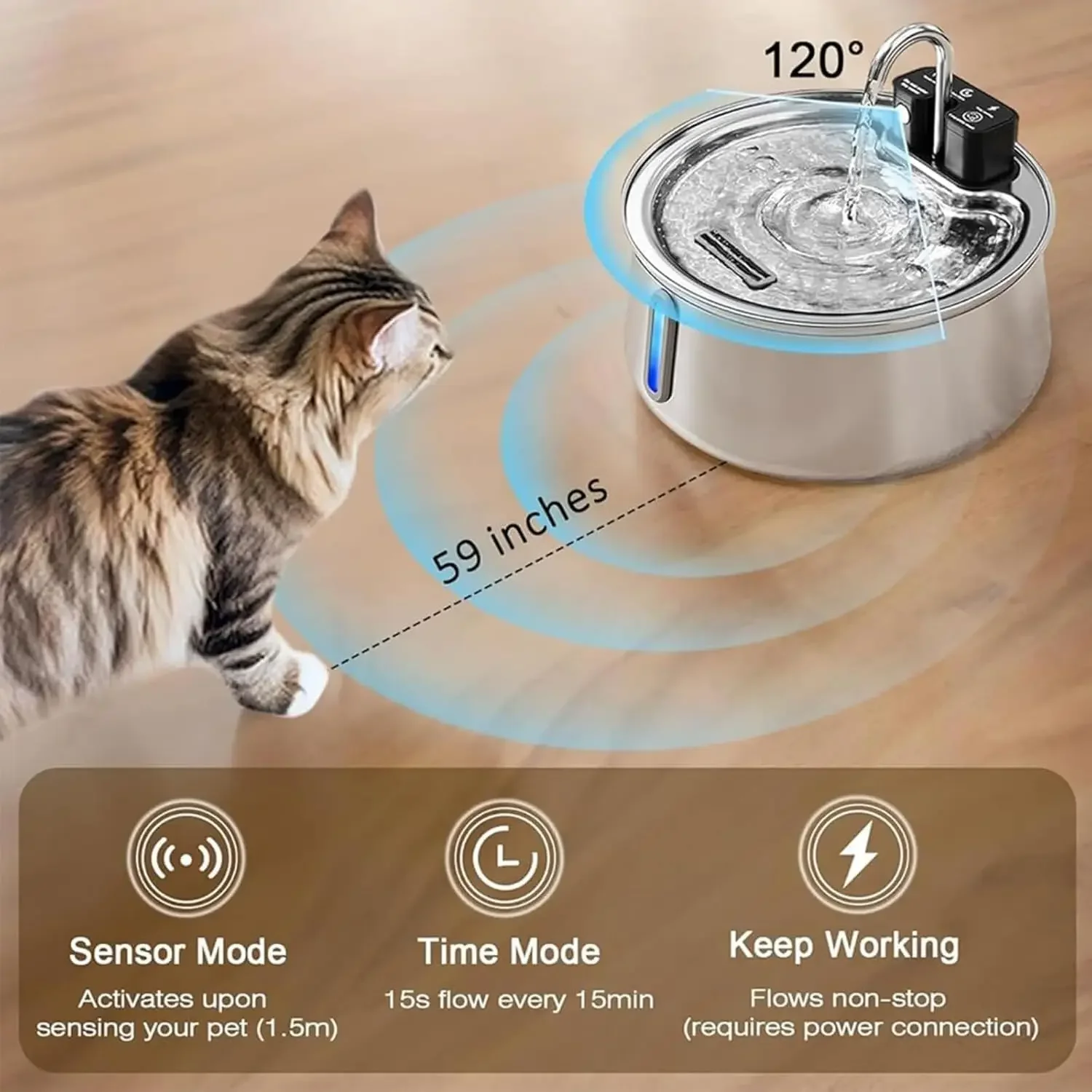 Selene Dog Water Fountain, 4.0L and 7L Large Automatic Pet Water Dispenser, Ultra-Quiet Water Bowl for Cats and Dogs (4L-B) (7L