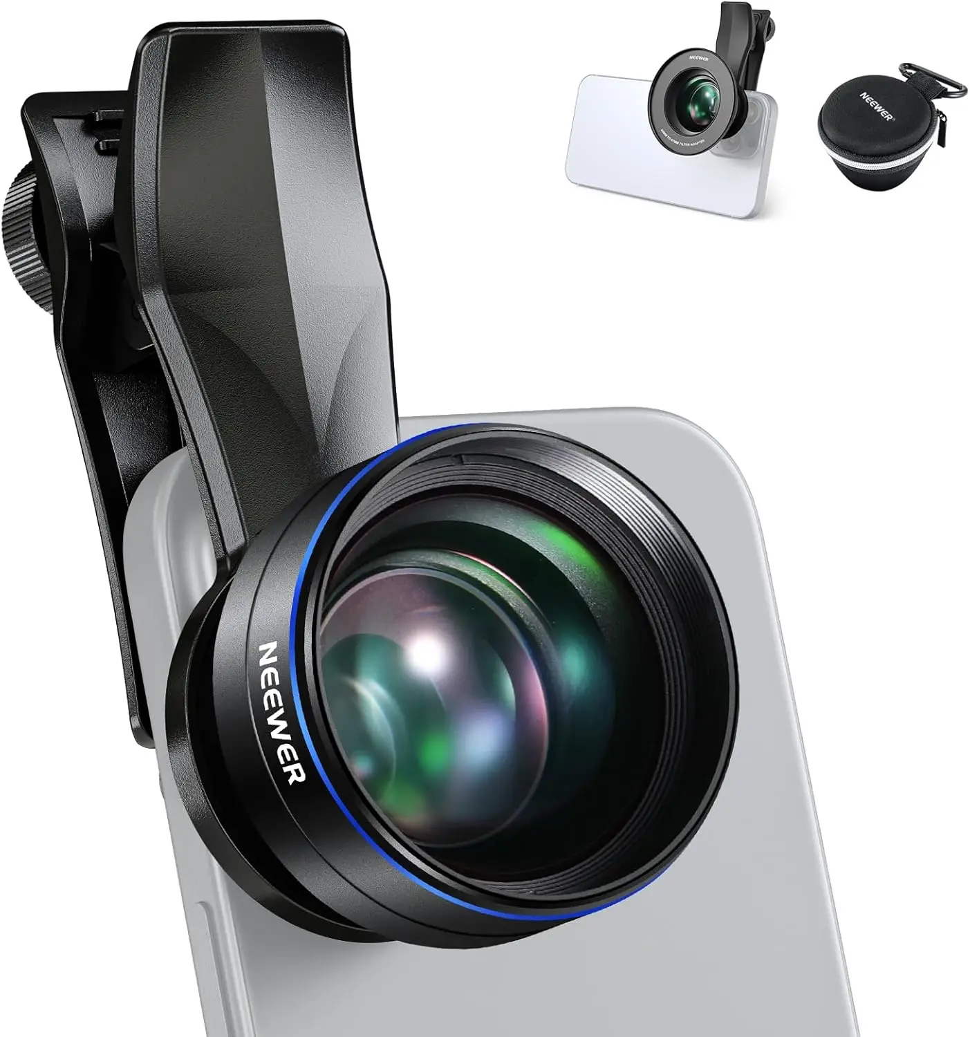 NEEWER 60mm Telephoto Lens with 17mm Thread Phone Lens Clip & 67mm Filter Adapter Ring, 2X Magnification Compatible with iPhone