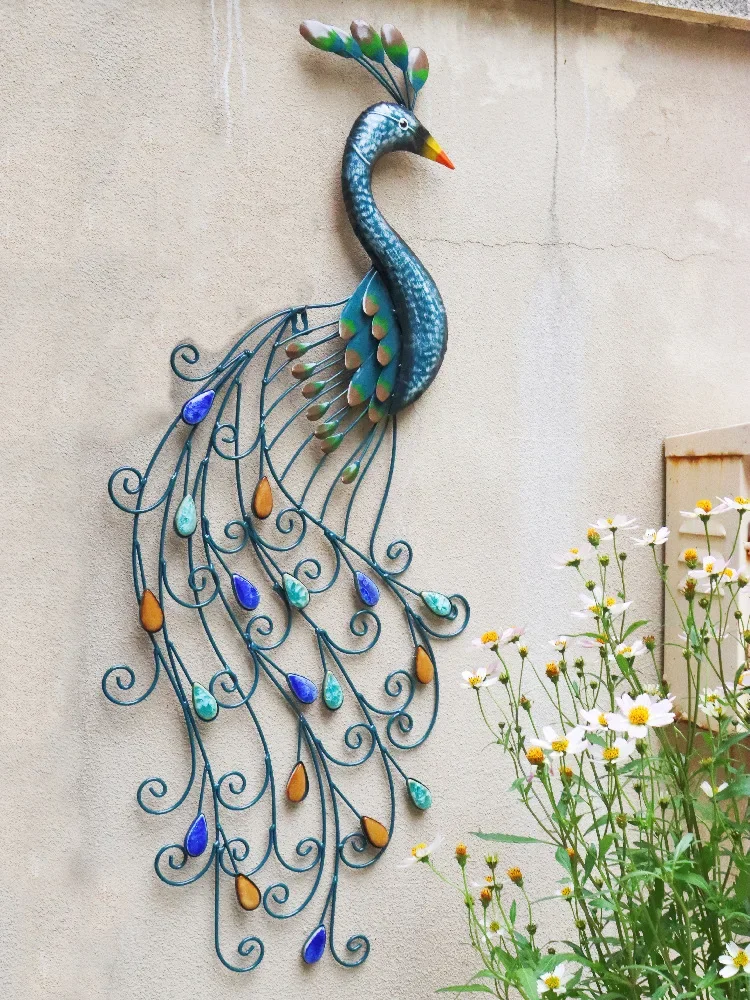 Outdoor Iron Peacock Wall Hanging Courtyard Balcony Wall Wall Decorative Hanging Decoration and Wall Decoration Pendant