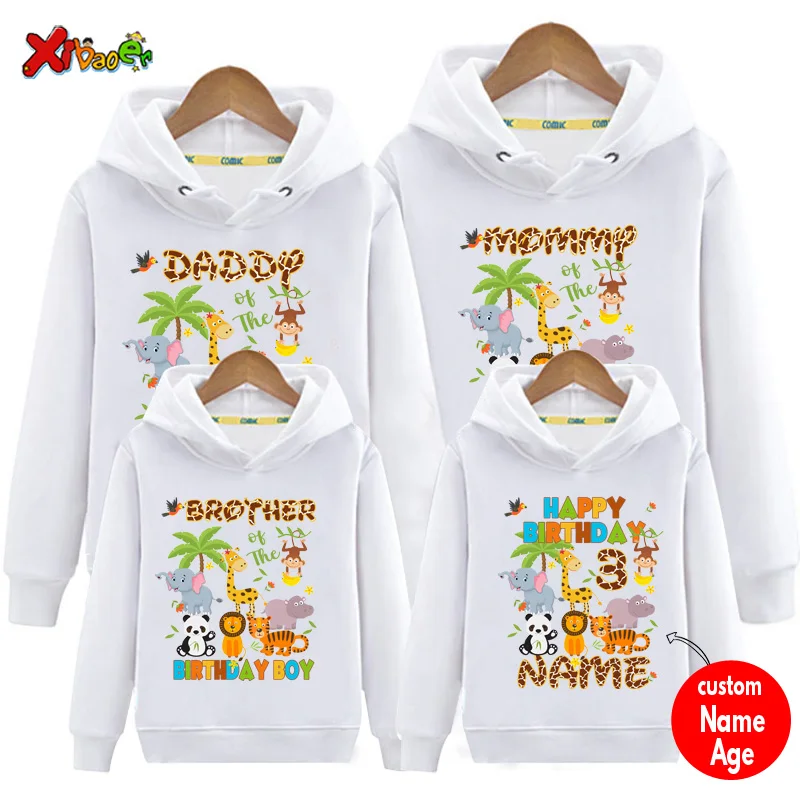 Family Matching Outfits Sweatshirt Hoodie Spring Safari Floral Zoo Wild Birthday Clothing Matching Kids Vacation Outfits Holiday