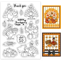 1Sheet Thanksgiving Clear Stamp Turkey Autumn Pumpkin Silicone Clear Stamp Leaf Plant Rubber Stamps for Scrapbook Journal Card