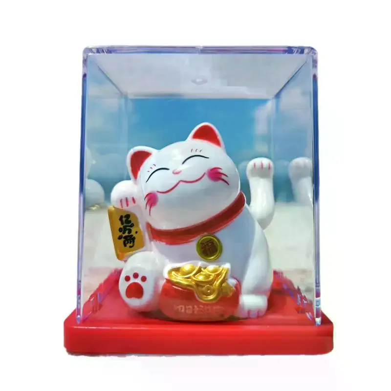 Desktop Decor: 1Pcs Solar Powered Claws Movable Lucky Cat Decor 2inch Mini Ornament For Desk Counter