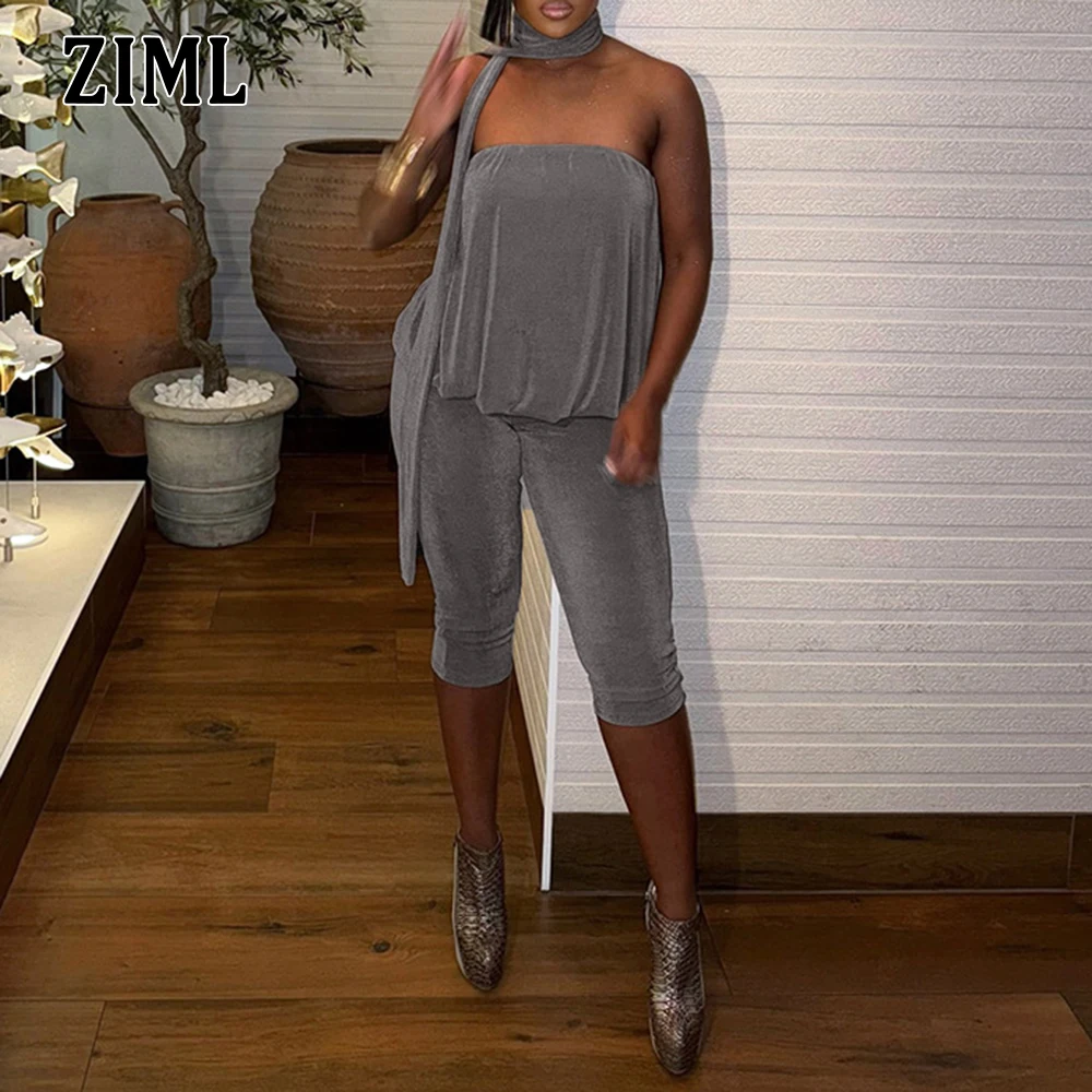 

ZIML Solid Loose Casual Jumpsuits for Women Strapless Sleeveless Backless High Waist Minimalist Jumpsuits Female Fashion News