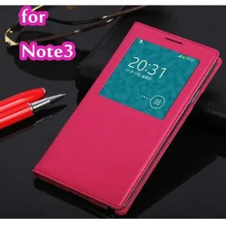 Auto Sleep Wake Up Function Smart View Flip Case Slim Leather Back Cover With Chip For Samsung Galaxy Note 3 Note3 N9000 N9005