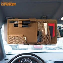 Tactical Vehicle Sun Visor Organizer Panel EDC Tool Pouch Double-sided Outdoor Sundries Storage Bag Hiking Accessories