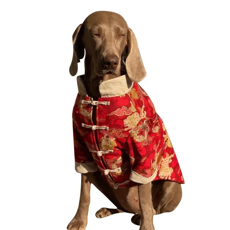 Chinese New Year Dog Clothing Tang Suit Cheongsam Corgi Husky Labrador Golden Retriever Border Collie Big Large Dog Clothes Coat