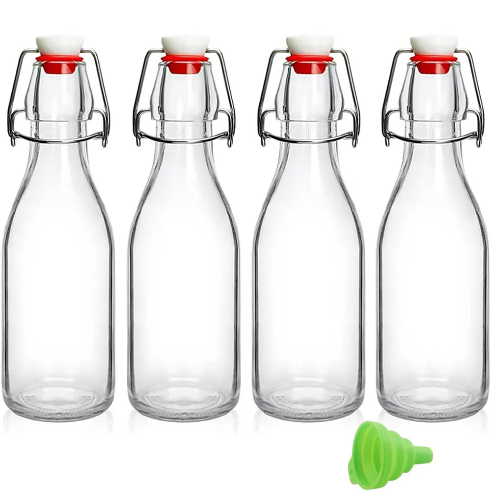 Swing Top Glass Bottles 8.5oz,Flip Top Glass Bottle with Airtight Lid for Fermentation,Mead,Coquito,Vinegar,Beer,Kefir,Juice,Oil