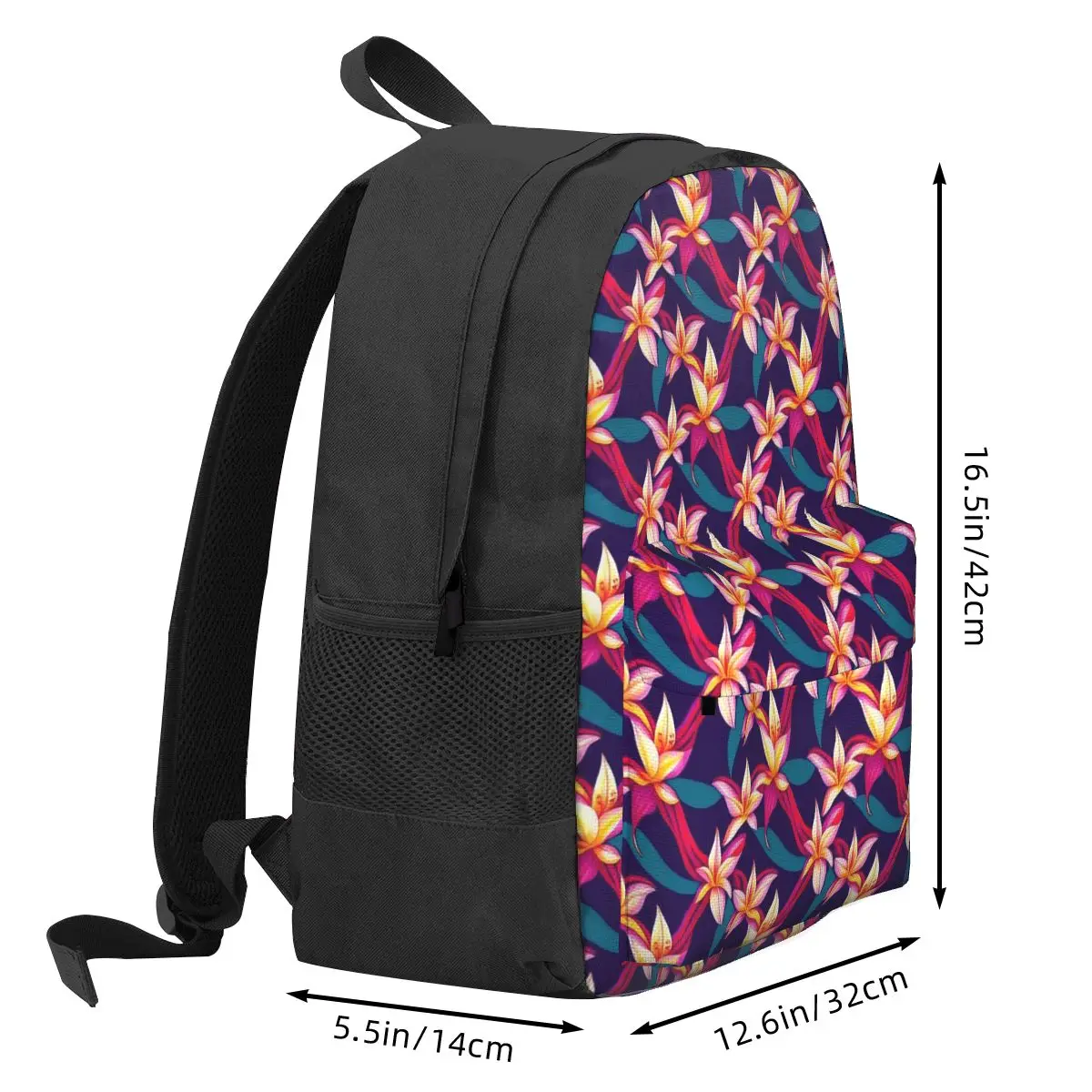 Lily Floral Backpack Unisex 90s Nostalgia Flower Pattern Backpacks Polyester Cool School Bags Daily High Quality Rucksack