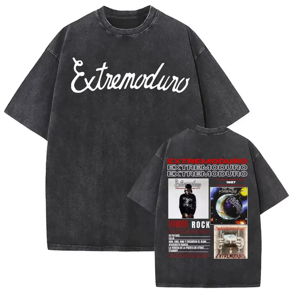 Rock Band Extremoduro Tour 2026 Vintage Washed T-shirt Men Women Fashion Hip Hop Oversized Unisex Cotton Y2k Short high quality