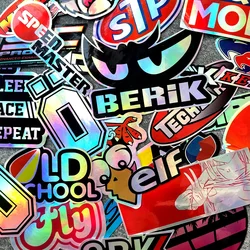 40PCS Racing Sponsors Laser Rainbow Car Stickers Motorcycle Moto MotorcrossAuto Body Windshield Helmet Decals Accessories