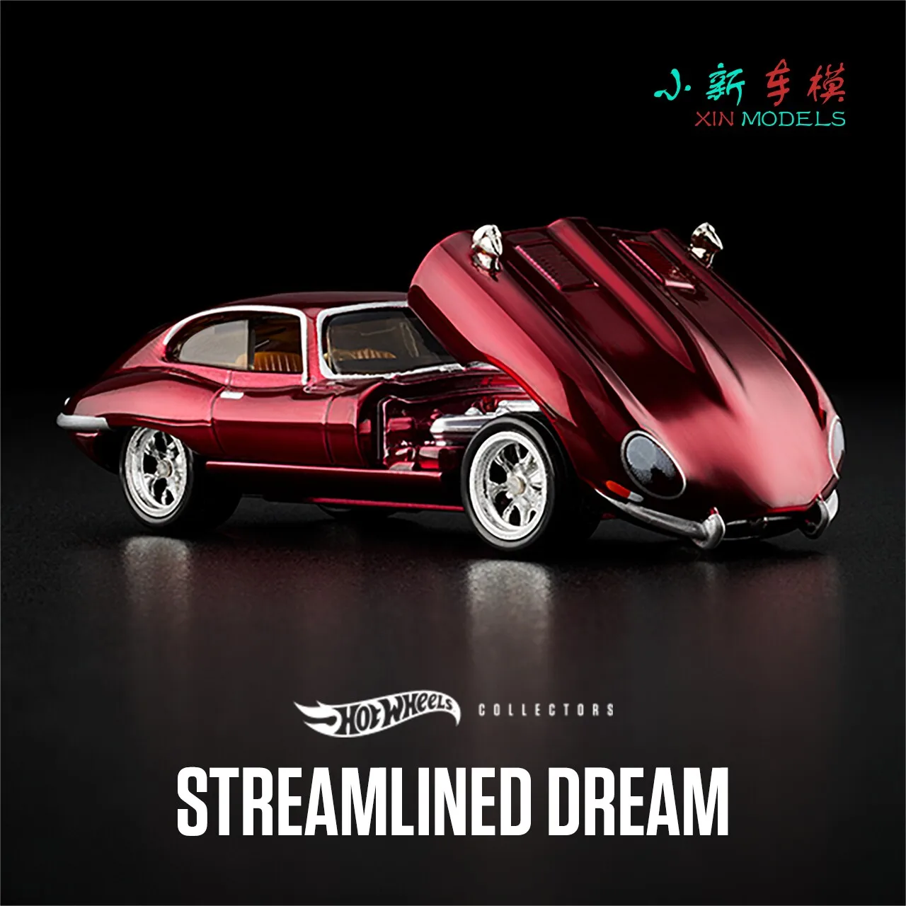 In Stock1: 64 1964Burgundy red Sports car Crystal coffin alloy car model die-cast static car model Creative ornament  Festival