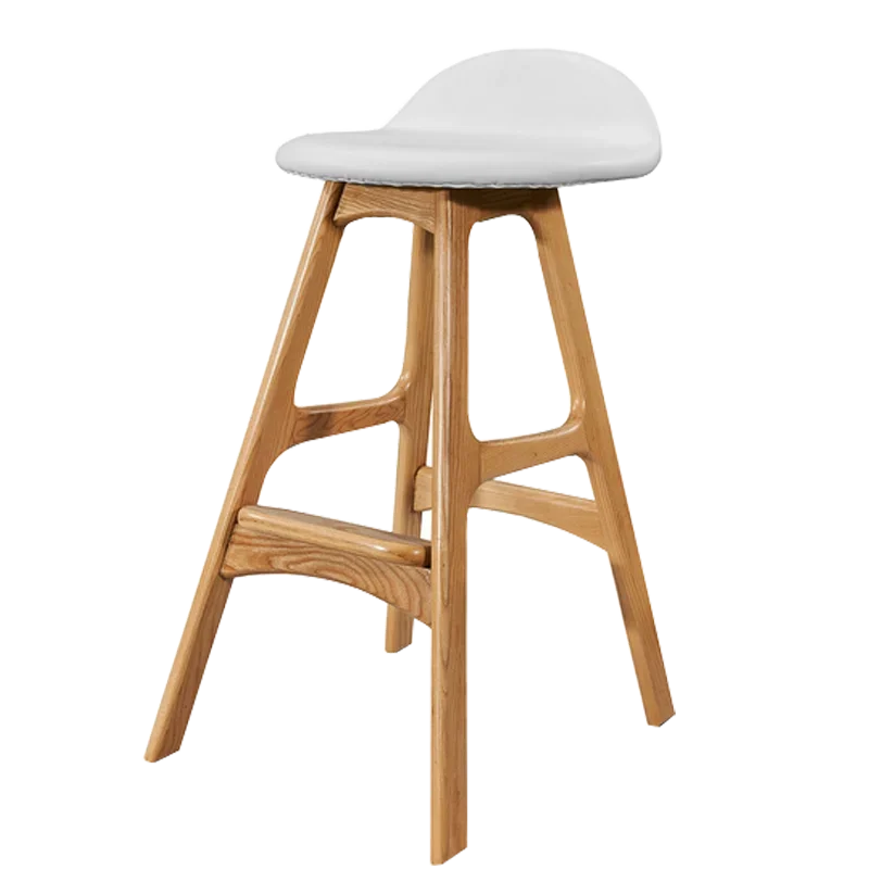Simple modern home leisure high stool creative art solid wood bar chair living room island bar chair
