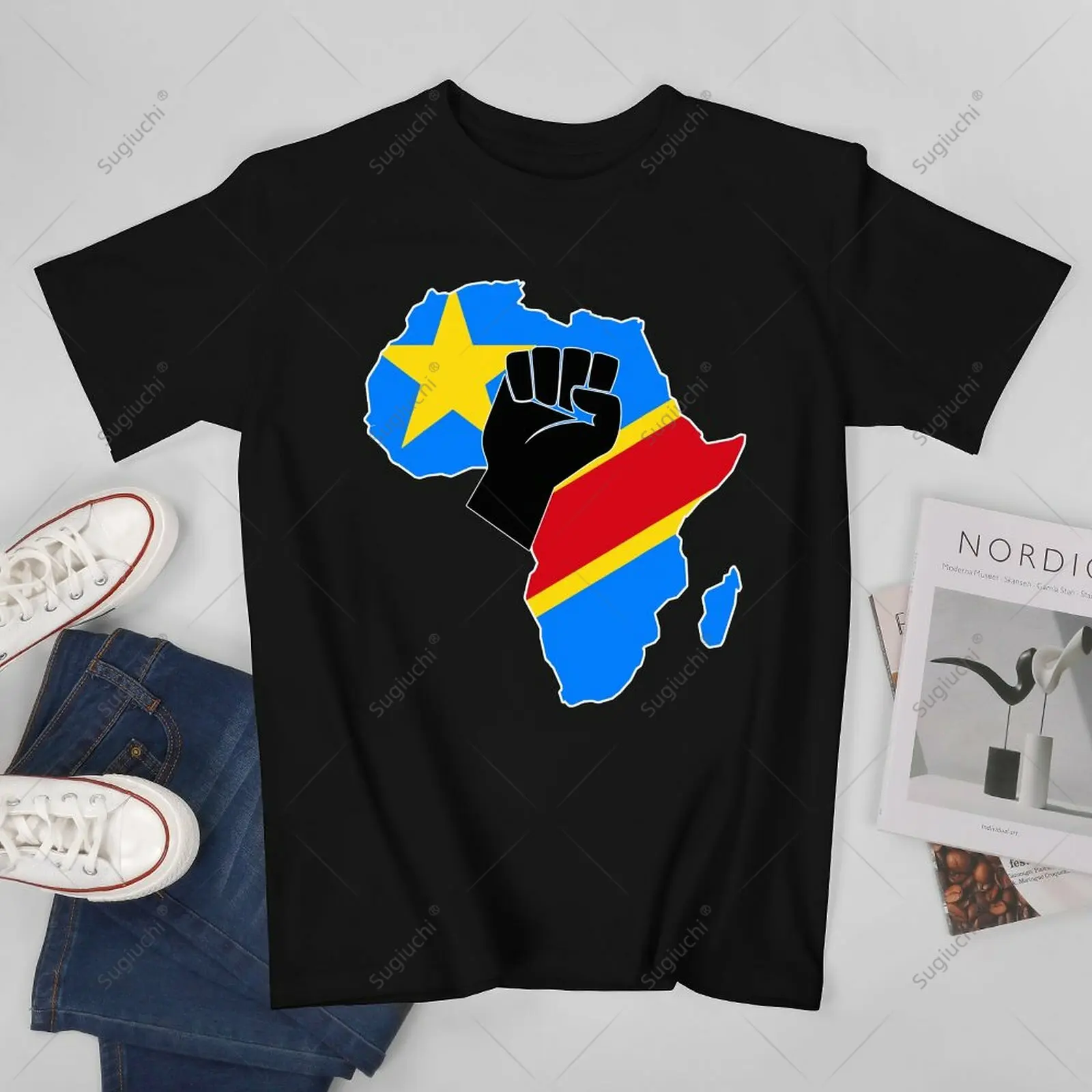 Unisex Men Love Democratic Republic Of Congo DRC RDC Flag In Africa Map Tshirt Tees T Shirts Women Boys 100% Cotton T-Shirt