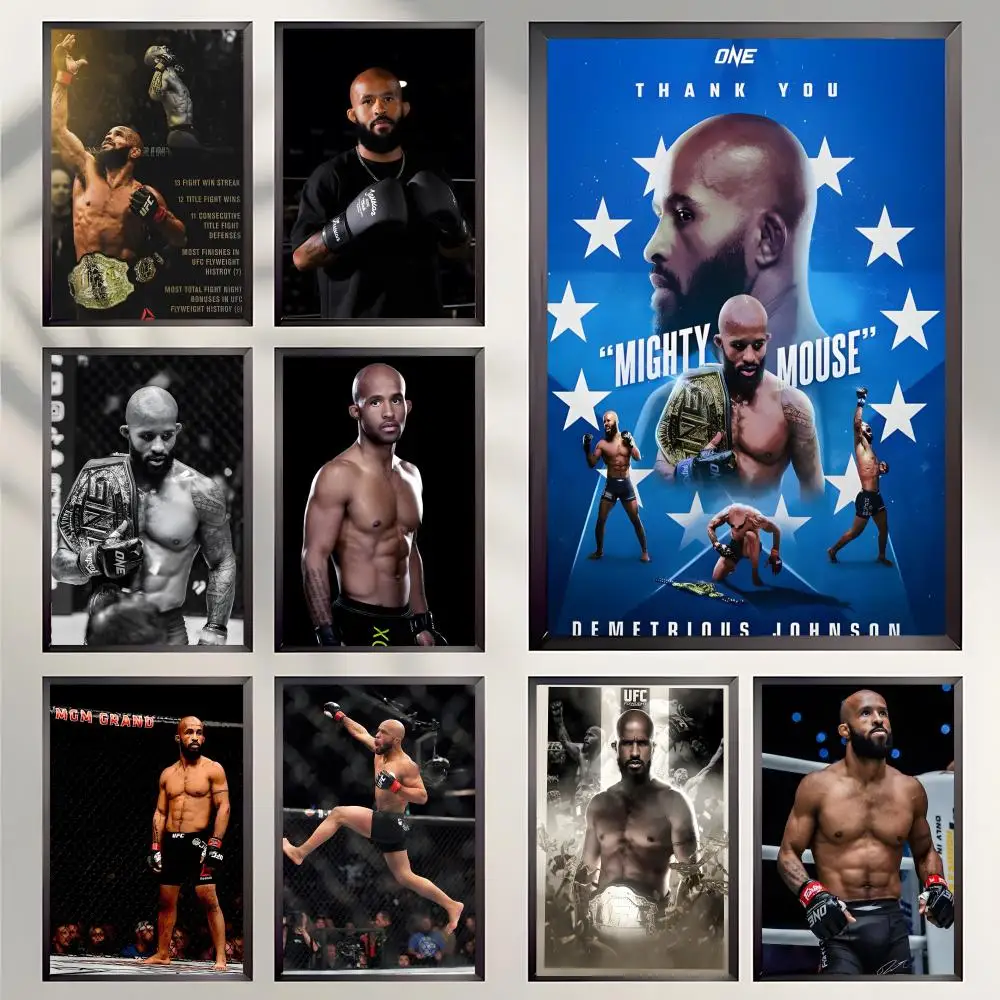 Affiche autocollante Demetrious Johnson, autocollant en papier imperméable, décoration murale pour café, Bar, salle