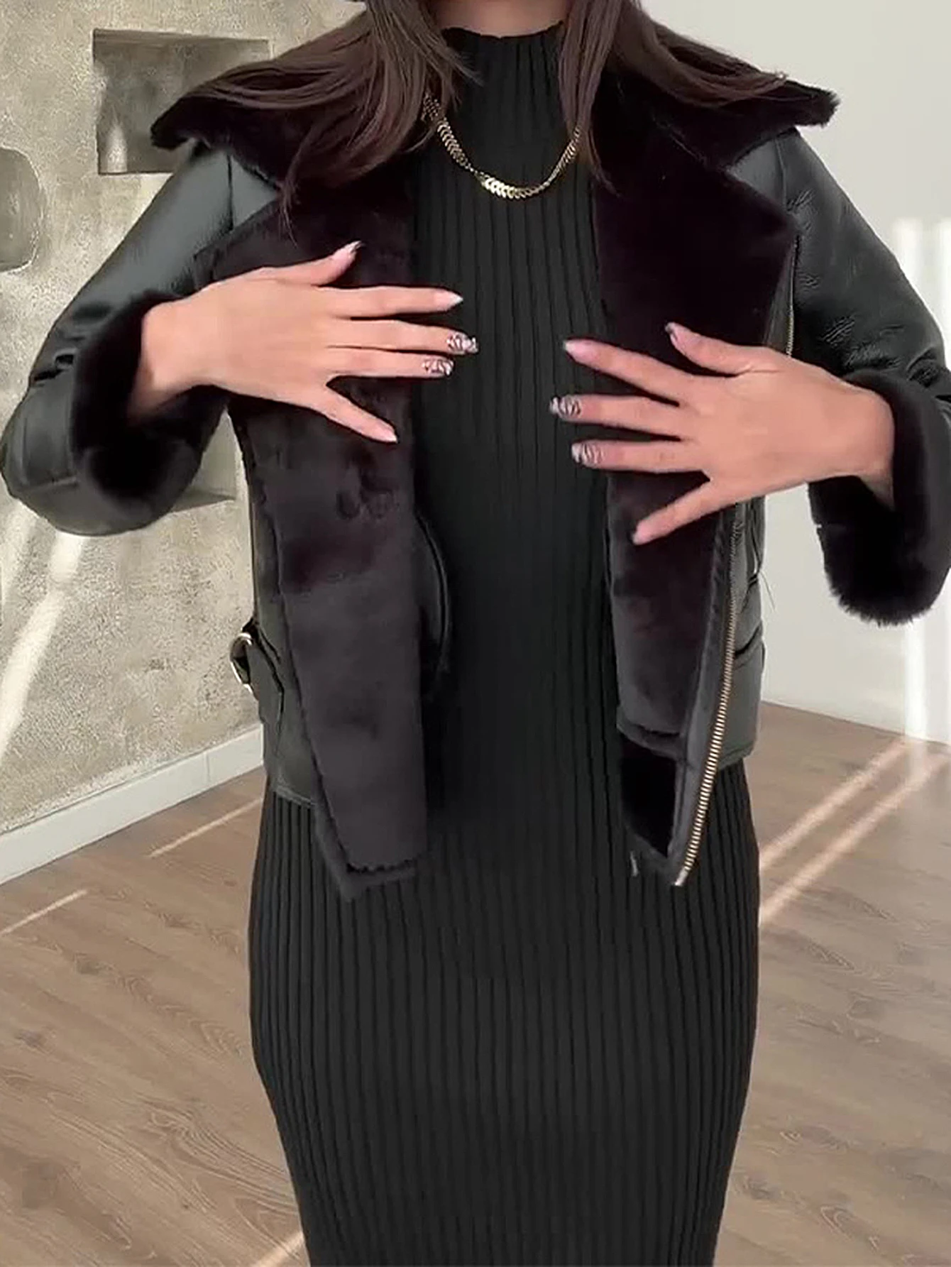 

Women's Long Sleeve Lapel Jacket Lightweight Solid Color Zipper Fashion Autumn Winter Outerwear