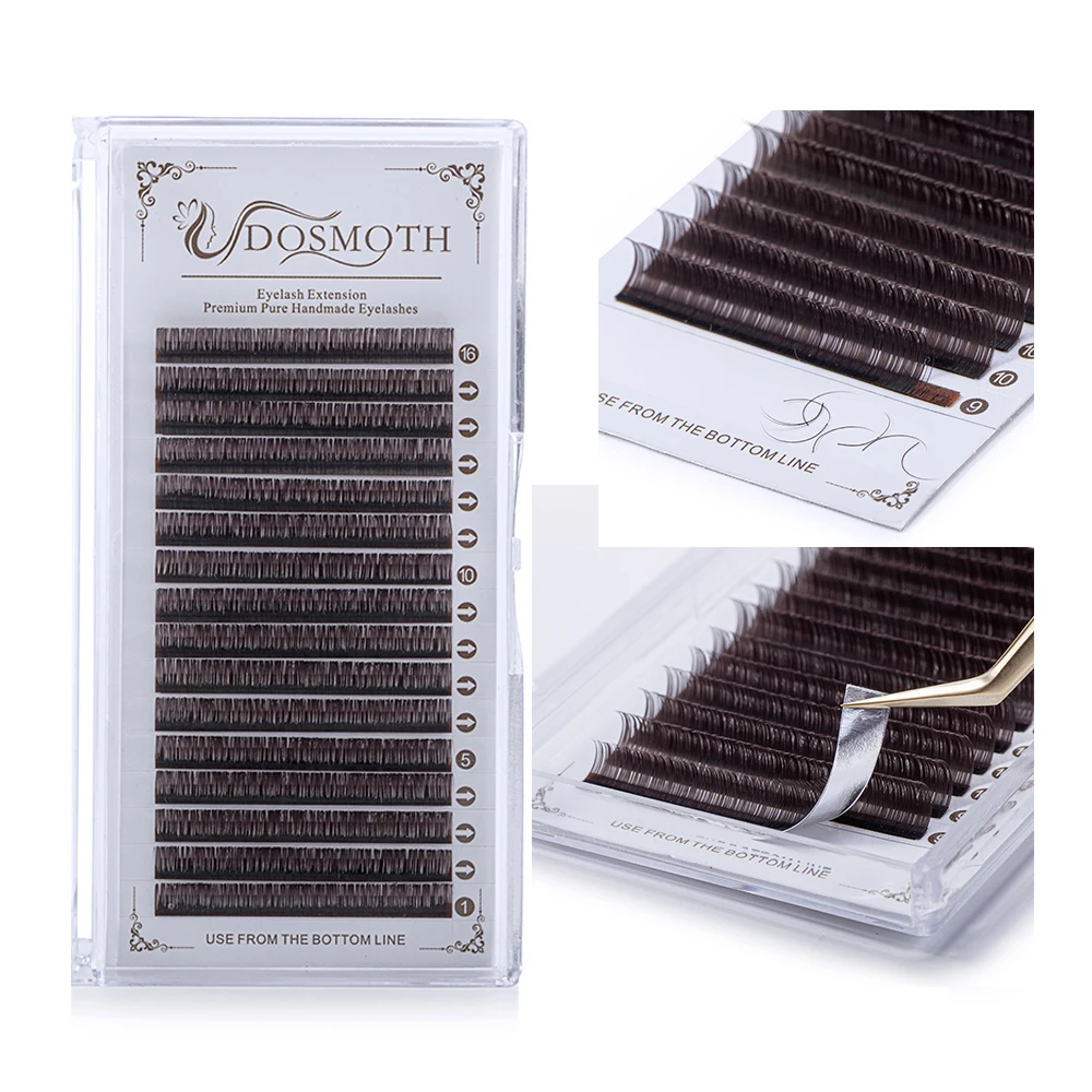 DOSMOTH 0.05/0.07 Dark brown eyelashes, coffee colored 16row lashes  soft eyelash extension, false eyelashes