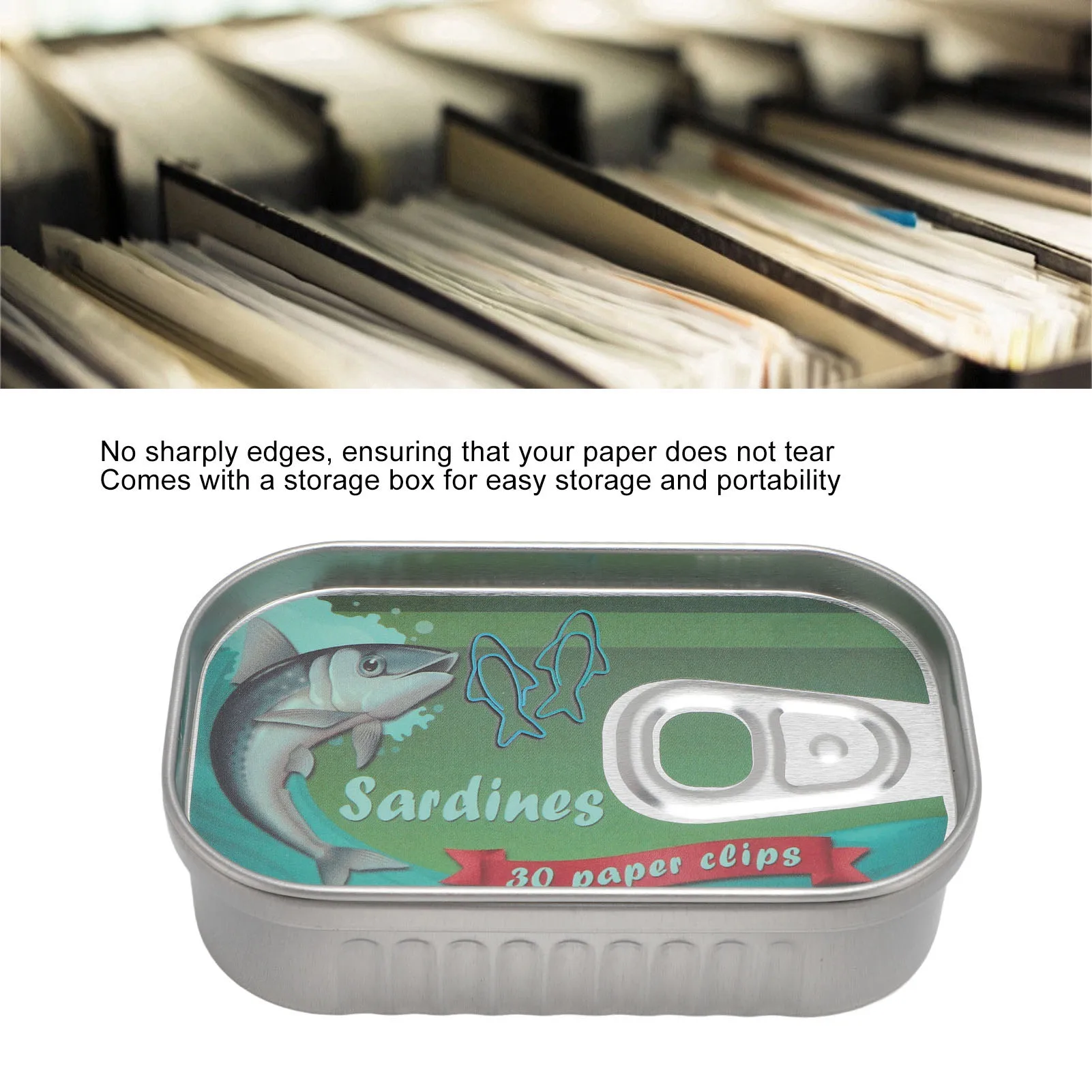 30Pcs Gifts Decorative Fish Shaped Paper Clips With Tin Storage Box Metal Bookmark Clips Mixed Memo Clips Office Stationery