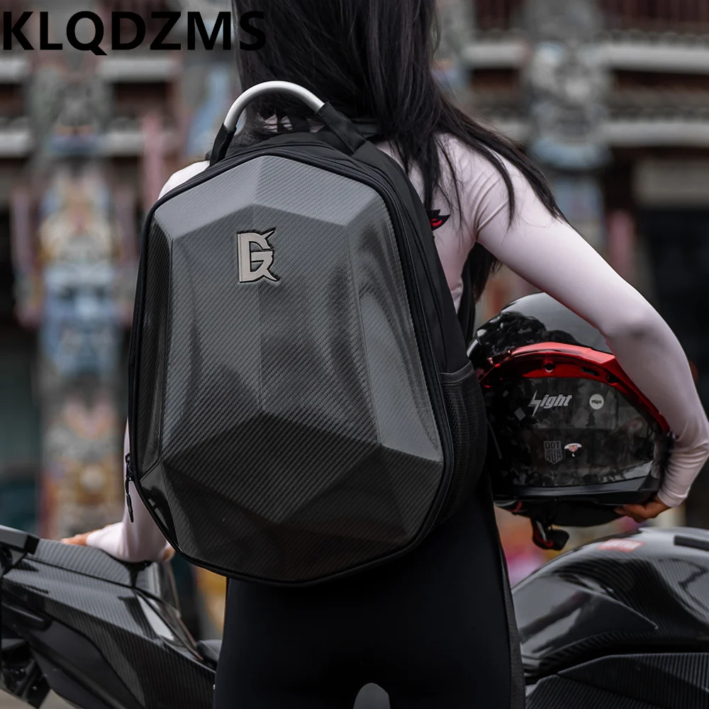 KLQDZMS Motorcycle Oxford Cloth Backpack Matte Glossy Motorcycle Waterproof Riding Bag Neutral Hard Compression Backpack