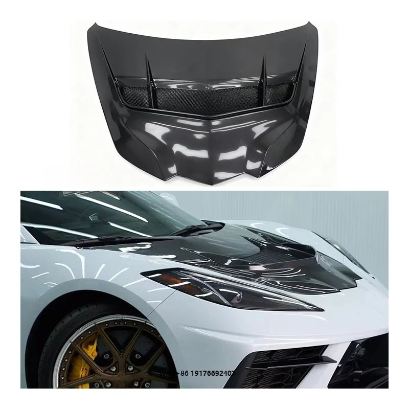 

New forChevrolet Corvette C8 Carbon Fiber Engine Hood Front Trunk Lid Universal Fitment Black
