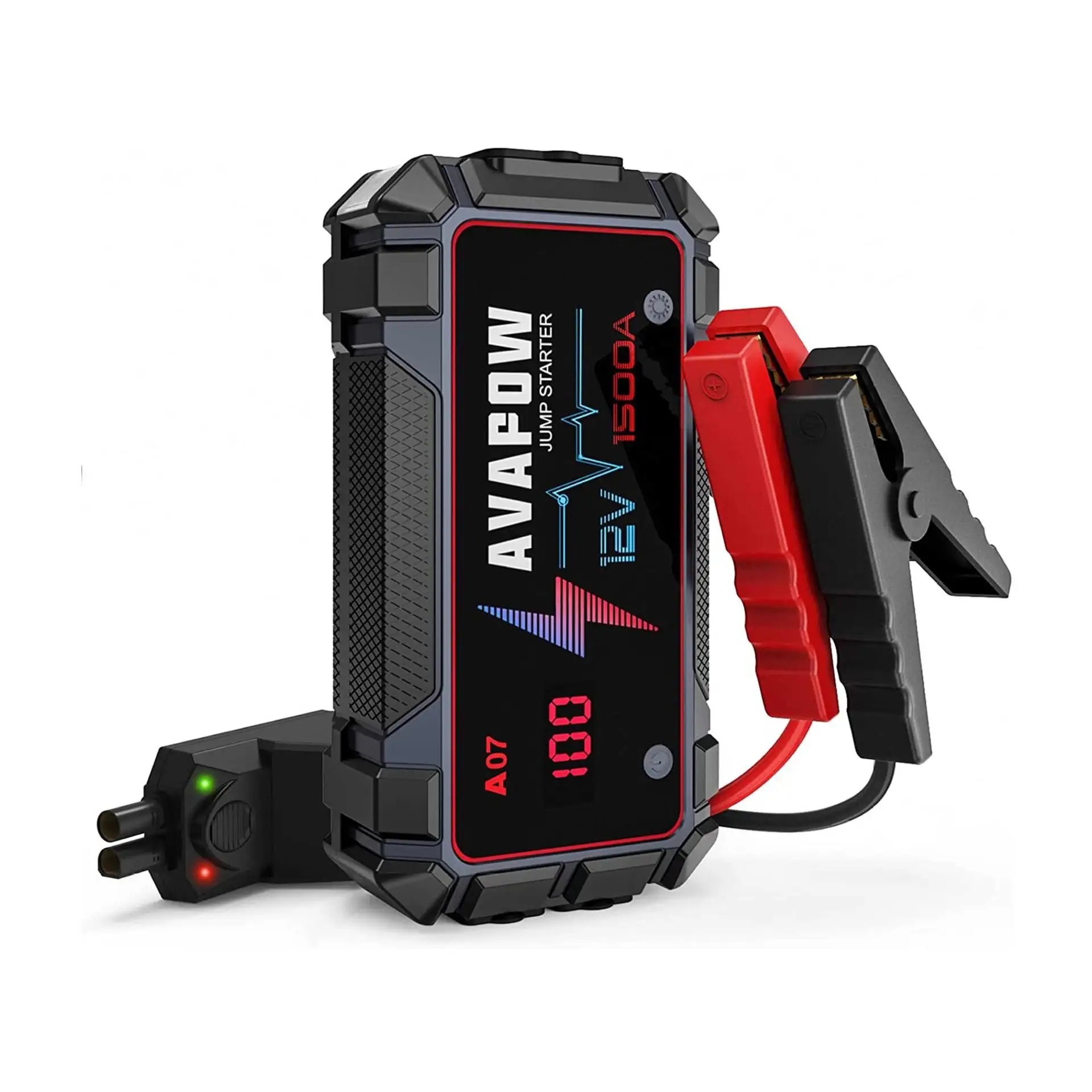 Portable 10000mAh 12V Power Bank Car Jump Starter 1500A Peak Current USB-C Digital Screen LED Light For Cars Trucks Motorcycles