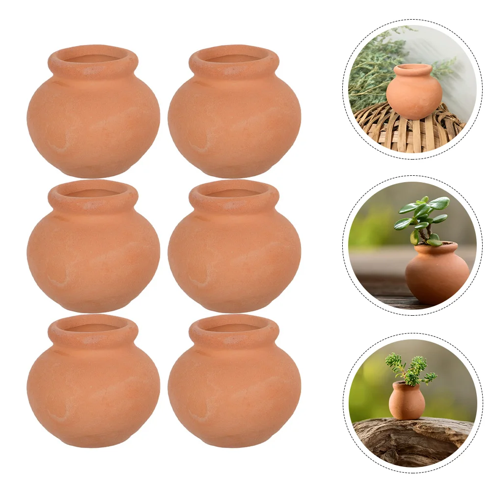 

6 Pcs Large Plant Pots Indoor Small Plants Holder Miniature Flower Succulent Holders Compact Flowerpots Containers Clay