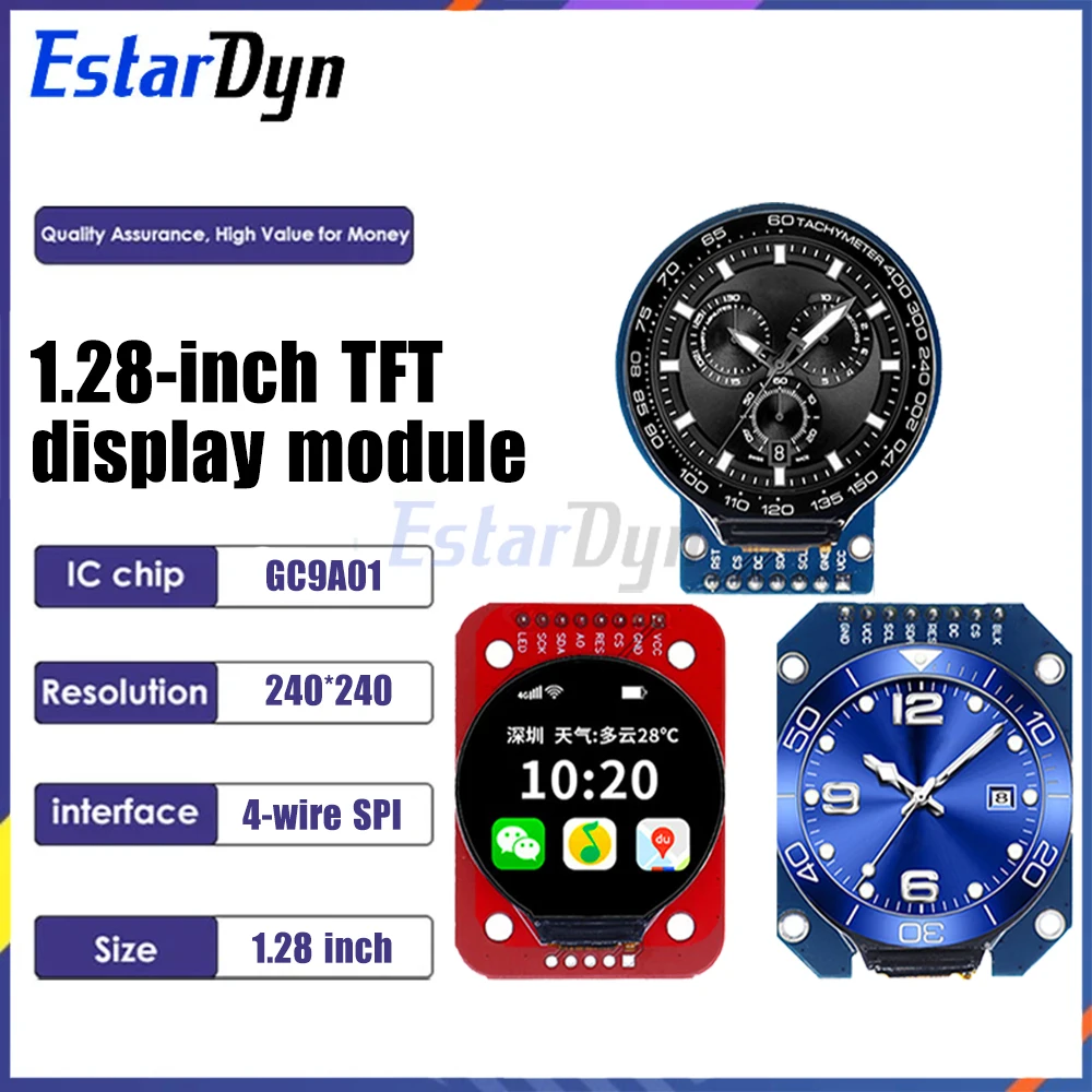 1.28 Inch Round TFT LCD Display 240x240 SPI GC9A01 Driver for Raspberry Pi Pico, IPS HD Screen Module