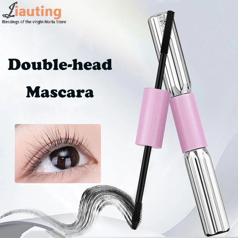 Mascara Double-en-un en Fiber de soie, imperméable, pour Extension de cils, noir, épais, allongeant, cosmétiques