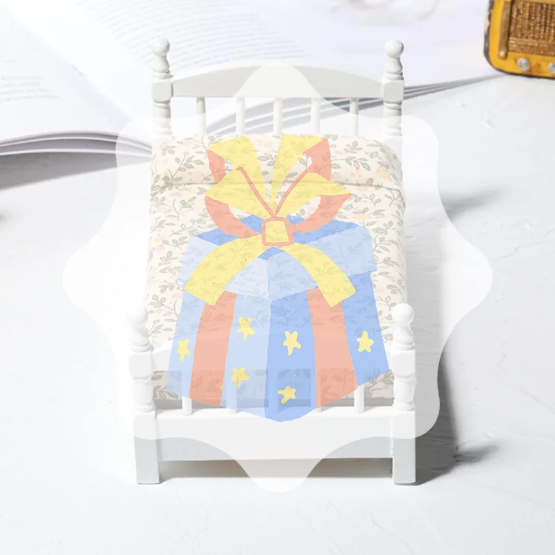 

1:12 Dollhouse Miniature White Toy Bed Furniture Bedroom Doll House Bed