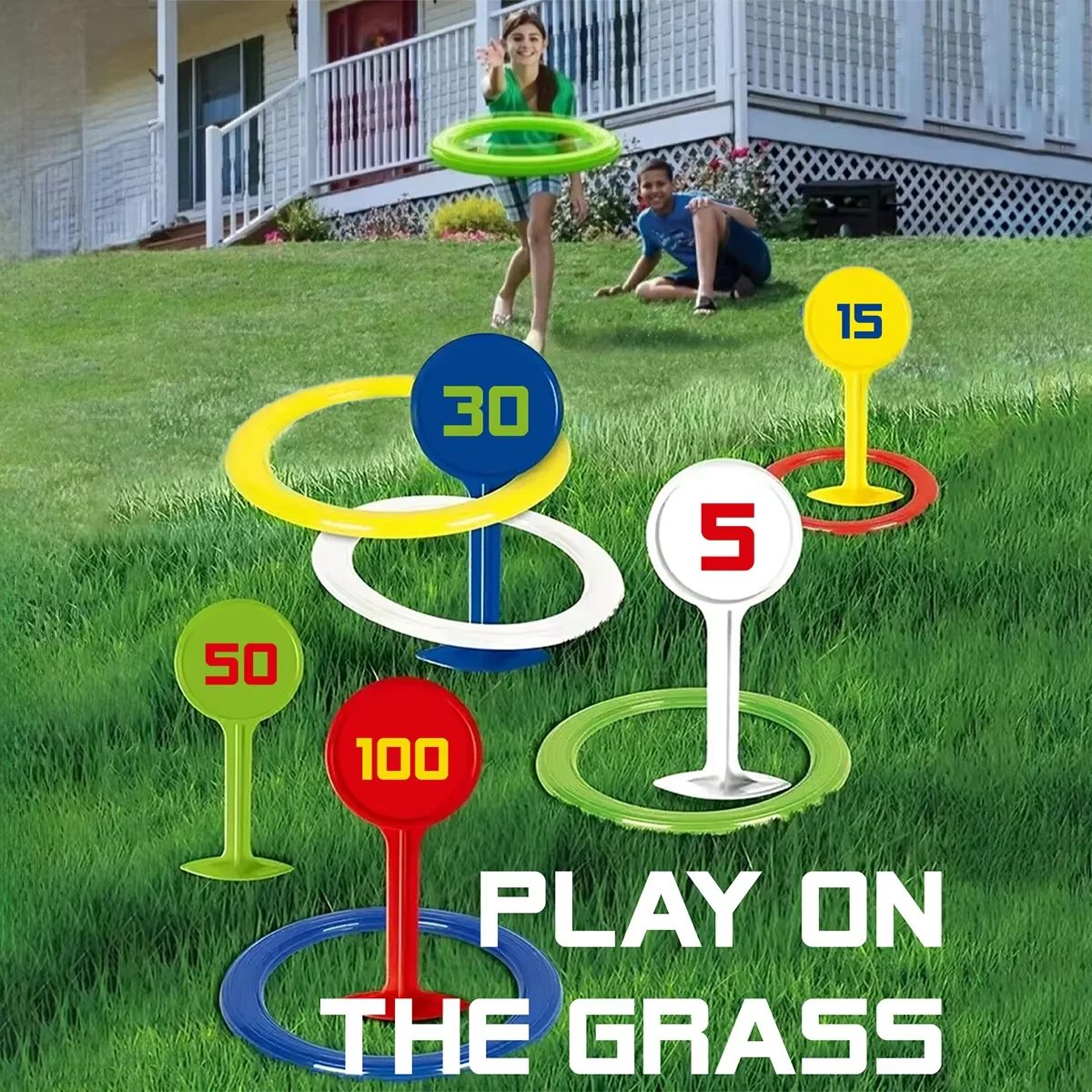 Beach Grass Throwing Ring Toy Children's Outdoor Activity Set Outdoor Parent-Child Interactive Games Exercise Concentration Gift