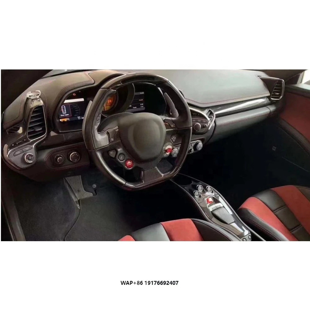 OEM Style Dry Carbon Fiber Interior Kit Decor Fit for 488 GTB Spyder AC Cover Center Console Dashboard 11 PCS