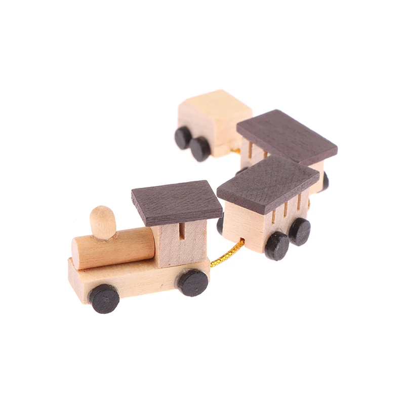 1:12 Dollhouse Miniature Wooden Train Mini Ornaments DIY Doll House Decor Accessories Kid Pretend Play Toy