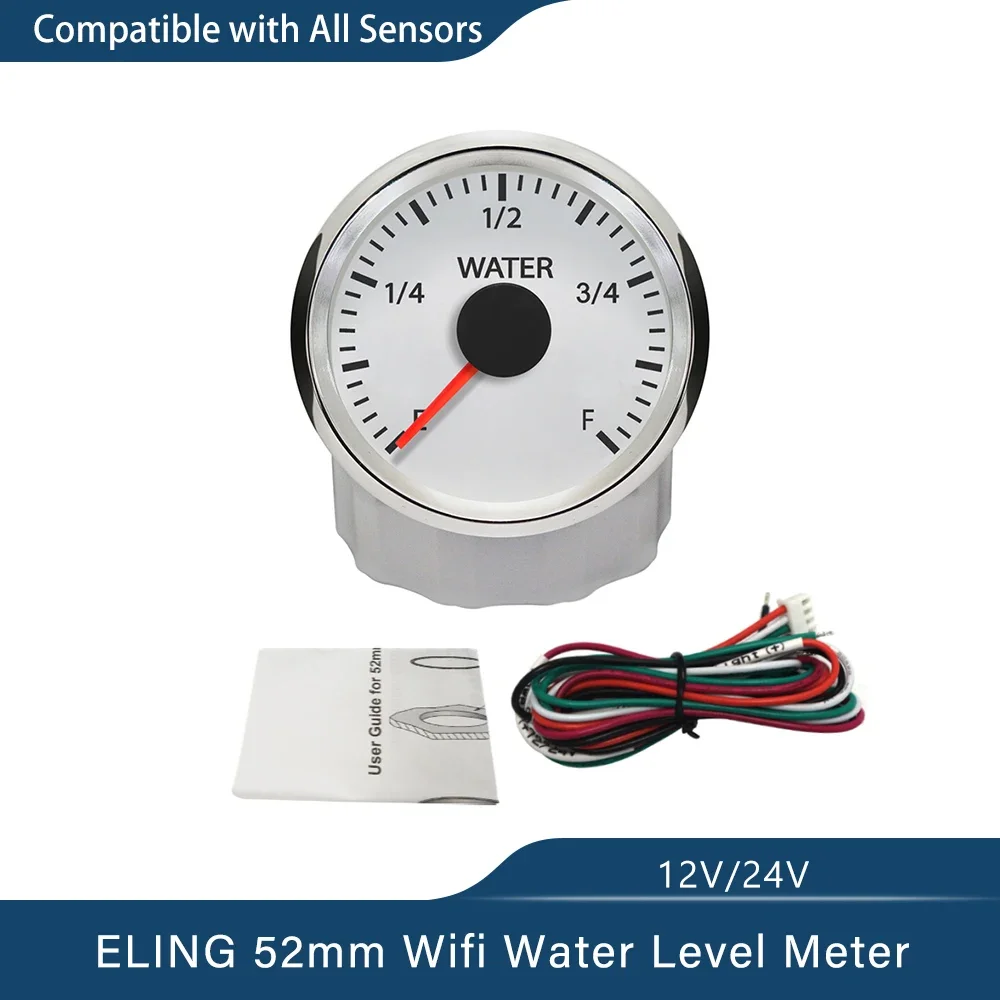 ELING 52mm Car WiFi Water Level Gauge Programmable Meter Compatible with All Types and Ranges Ohm Signal Sensor 9-32V