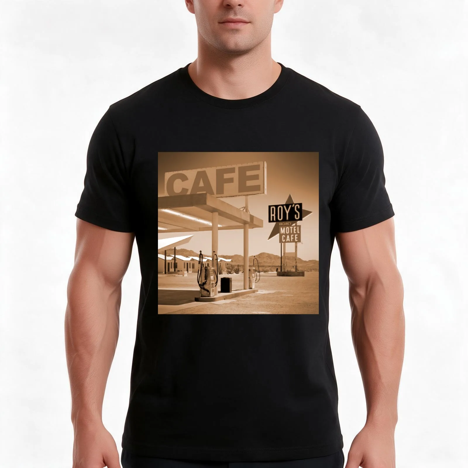 Route 66 - Roy's Motel T-Shirt, Summer Casual Cotton Tee, Oversized Streetwear Tops, Vintage Graphic Print, Unisex Men Women